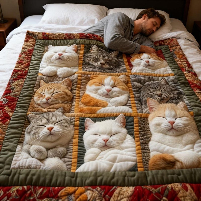 Cute Cat Flannel Blanket, Sleeping Royal Cat Blanket Quilt, Soft Warm Blankets for Bed Sofa Couch, Ideal Gifts for Kitten Lovers Girls Women Animal  (150x200cm) - Image 5